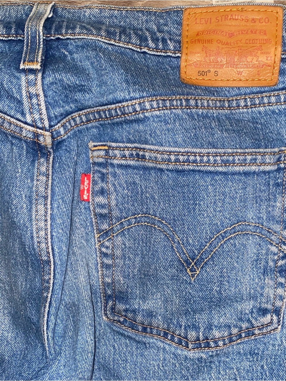 Levi’s 501 Original Button Fly Jeans Big E Medium Wash Straight Leg Denim - Picture 7 of 9